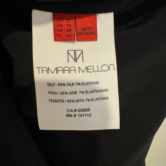 Tamara Mellon Black Silk Cold Shoulder Dress, Long-Sleeved, Size 6 - Picture 3 of 5